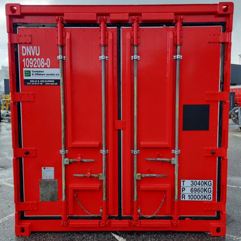Dørende på 10 fods offshore kølecontainer DNVU 109208-0 med vægtmærkning
