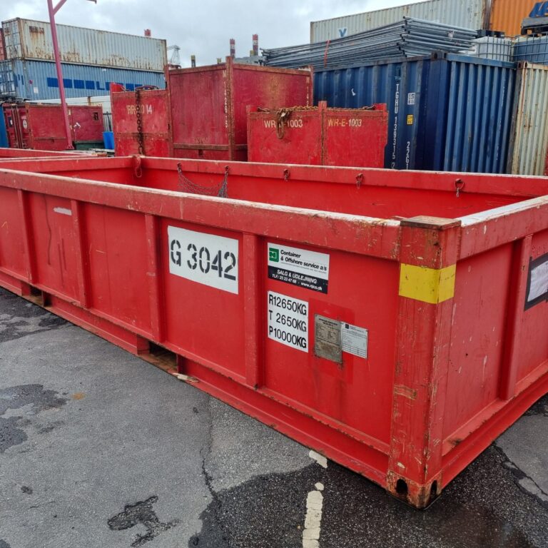 Halvhøj 20 fods offshore basket G3042 hos NJ Container, Esbjerg Havn